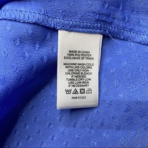 Cece Royal Blue Jacquard Polka Dot Blouse Womens 3X Dressy Top Tassel Boho - Picture 8 of 8